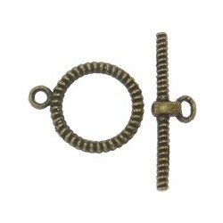 Chiusura T-Bar Tonda 15x19x1,5 mm, Color Bronzo Anticato - 2 pz 
