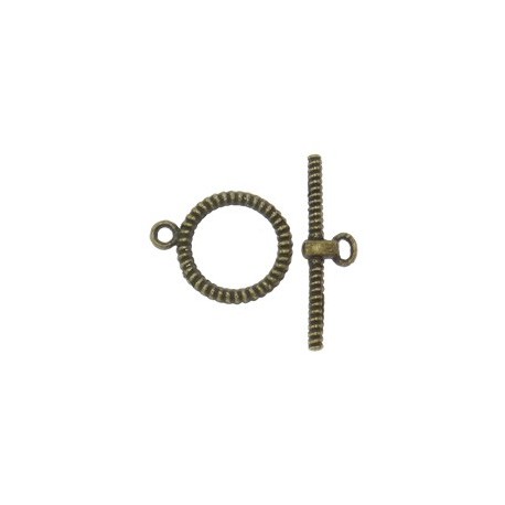 Chiusura T-Bar Tonda 15x19x1,5 mm, Color Bronzo Anticato - 2 pz 