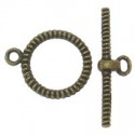 Chiusura T-Bar Tonda 15x19x1,5 mm, Color Bronzo Anticato - 4 pz 