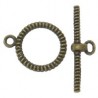Chiusura T-Bar Tonda 15x19x1,5 mm, Color Bronzo Anticato - 2 pz 