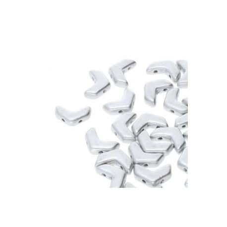 Chevron Duo 10 x 4 mm Silver Alluminium Mat - 15 Pcs