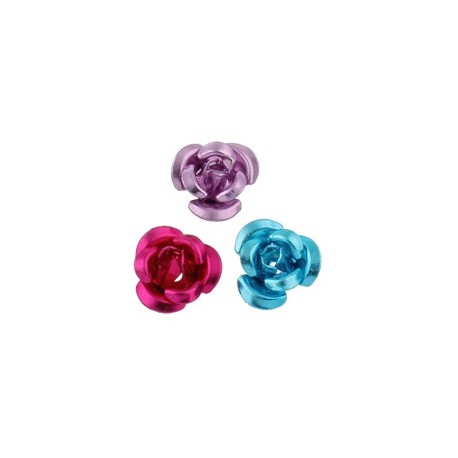 Fiore in Alluminio 8 mm Colorato, Colori Assortiti - 25 pz