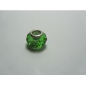 Rondella Sfaccettata a Foro Largo in Vetro ed Ottone 10x14 mm, Verde Chiaro - 2 pz