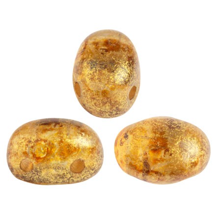 2-Hole Piros\u00ae par Puca\u00ae 5 x 3 x 2 mm, 10 grams Paris Bead 00030-65322 Crystal Gold Spotted