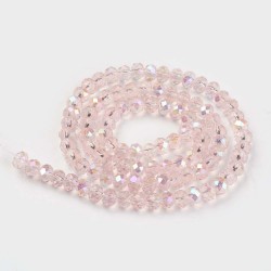 Glass Faceted Oval Beads 3 x 2 mm Pink Half Rainbow - 1 Strand of about 33 cm