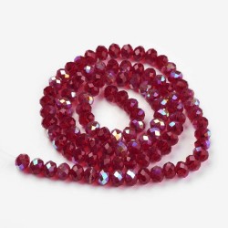 Glass Faceted Oval Beads 3 x 2 mm Fire Brick Half Rainbow - 1 Strand of about 33 cm