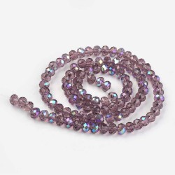 Glass Faceted Oval Beads 3 x 2 mm Purple Half Rainbow - 1 Strand of about 33 cm