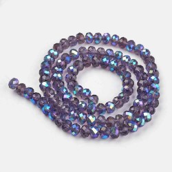 Glass Faceted Oval Beads 3 x 2 mm Indigo Half Rainbow - 1 Strand of about 33 cm