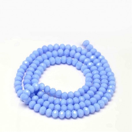 Rondelle Sfaccettate in Vetro 4 x 3 mm Cornflower Blue - 1 Filo da circa 48 cm