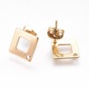 Stainless Steel Rhombus Ear Stud 14 x 14 mm Shiny Golden without ear nut - 2 pcs