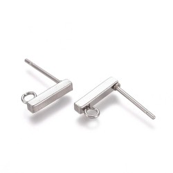 Stainless Steel Rectangle Ear Stud 10 x 2x 2 mm - 2 pcs