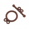 Chiusura T-Bar Tonda Piatta 15,5x12x1,5 mm, Color Rame Anticato - 2 pz