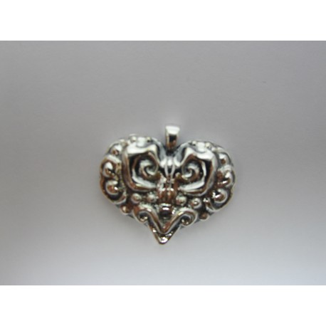 Pendente in Argento 925 Cuore Lavorato 26x23 mm 