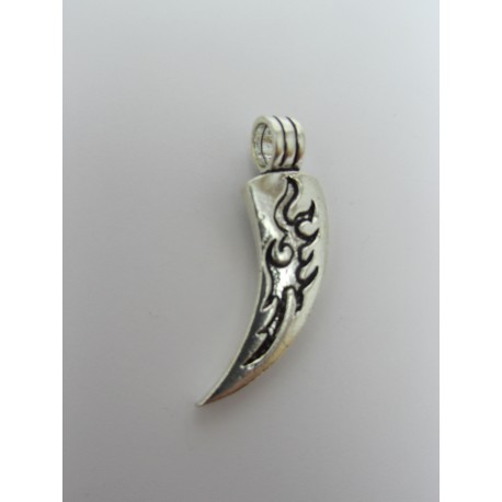 Pendente in Argento 925 Zanna Incisa 40x10 mm 