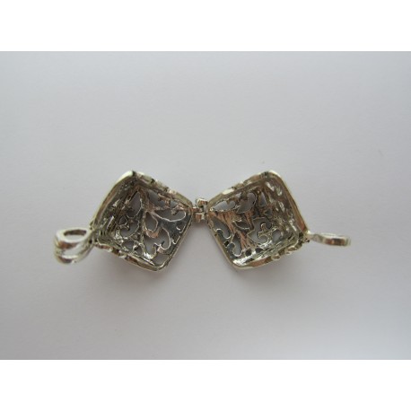 Pendente in Argento 925 Cubo Traforato 26x18 mm Apribile