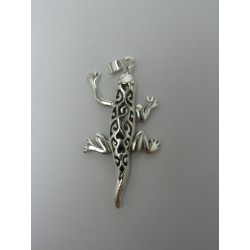 Pendente in Argento 925 Geco con Zampe Mobili 43x22 mm 