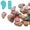 Paisley Duo 8x5 mm Turquoise Green Full Capri Gold Mat Batik - 10 g