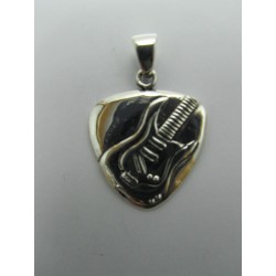 Pendente in Argento 925 Cuore con Chitarra 27x22 mm 