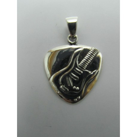 Pendente in Argento 925 Cuore con Chitarra 27x22 mm 