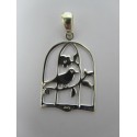 Pendente in Argento 925 Gabbia con Uccellino 30x20 mm 