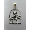 Pendente in Argento 925 Gabbia con Uccellino 30x20 mm 