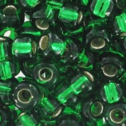 Rocailles Miyuki 8/0 Silver Lined Green - 10 g - cod. 0016