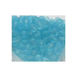 Fire Polished Faceted Round Beads 6 mm Light Aquamarine Matted - 25 pcs