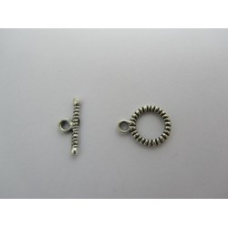 Chiusura T-Bar Tonda 10x12,5x1 mm, Color Argento Anticato - 4 pz 