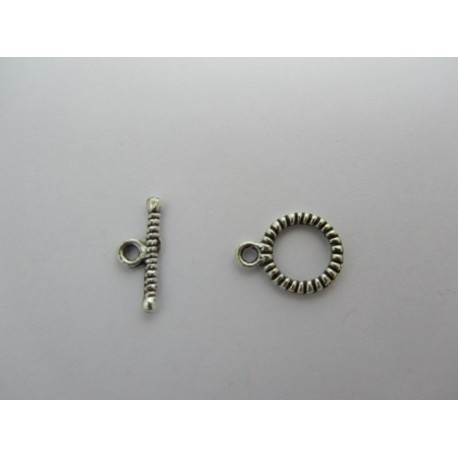 Chiusura T-Bar Tonda 10x12,5x1 mm, Color Argento Anticato - 4 pz 