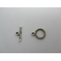 Chiusura T-Bar Tonda 10x12,5x1 mm, Color Argento Anticato - 4 pz 