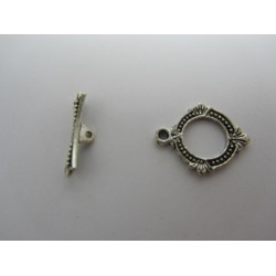 Chiusura T-Bar Tonda 14x18x1 mm, Color Argento Anticato - 4 pz 