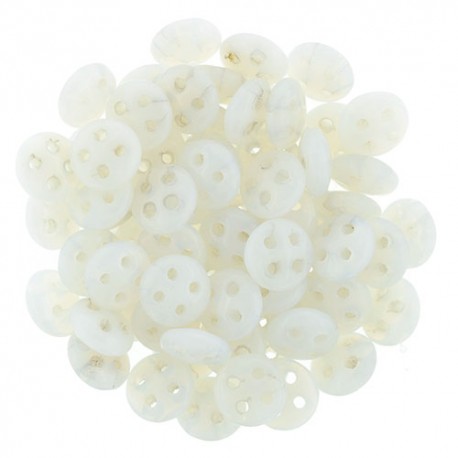 Perline QuadraLentil 4 fori 6 mm Alabaster - 5 g