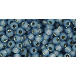 Rocailles Toho 8/0 Silver-Lined Milky Montana Blue