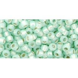 Rocailles Toho 8/0 Silver-Lined Milky Light Peridot