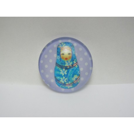 Cabochon Tondo in Vetro diametro 25 mm Soggetto Matrioska - 1 pz