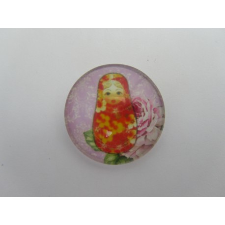 Cabochon Tondo in Vetro diametro 25 mm Soggetto Matrioska - 1 pz