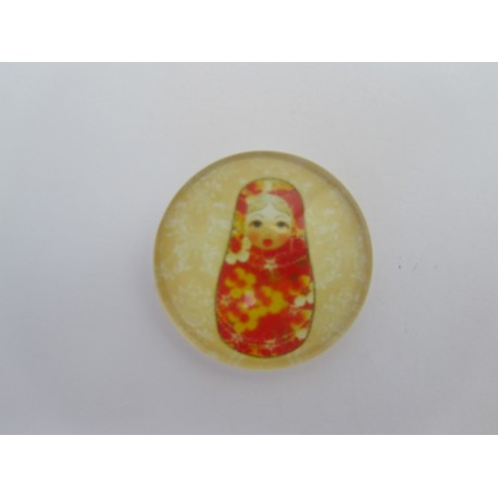 Cabochon Tondo in Vetro diametro 25 mm Soggetto Matrioska - 1 pz
