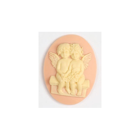Cammeo Resina Ovale 40x30 mm Putti Innamorati Ivory / Light Rose - 1 pz