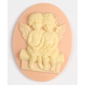 Cammeo Resina Ovale 40x30 mm Putti Innamorati Ivory / Light Rose - 1 pz