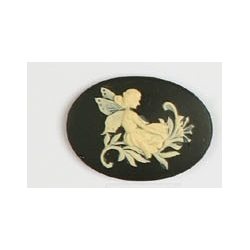 Oval Resin Cameo 25x18 mm Horizon. Fairy Ivory / Black - 1 pc