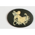 Cammeo Resina Ovale 25x18 mm Fata Oriz. Ivory / Black- 1 pz
