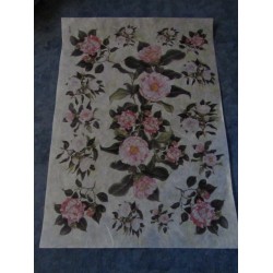 Printed Rice Paper Pink Flowers 30x40 cm - 1 Sheet 