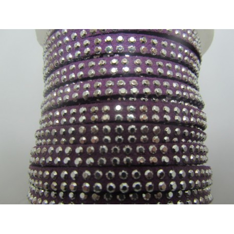 Fettuccia Alcantara con Borchie 5 mm Viola - 50 cm