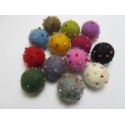 Pallina Feltro con Perline 20 mm Colori Misti - 5 pz