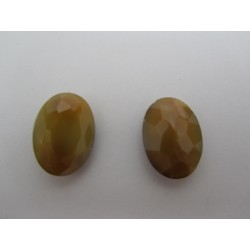 Oval Faceted Glass Cabochon 18x13 mm Pearl Shell Brown - 1 pc