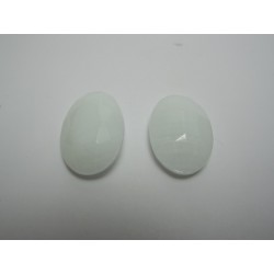 Oval Faceted Glass Cabochon 25x18 mm Moonshine White - 1 pc