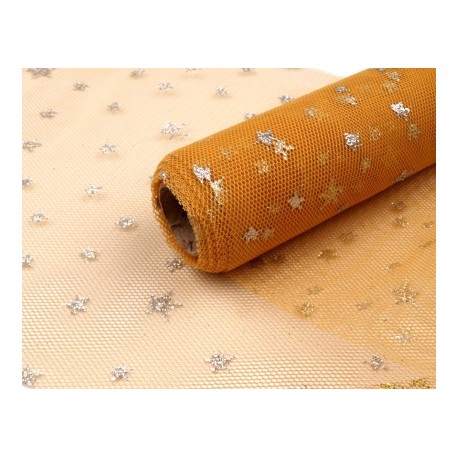 Tulle con Stelline Glitters Larghezza 15 cm Color Oro - 0,5 m
