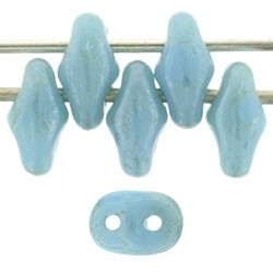 Superduo 2,5x5 mm Cream Marbled Blue Turquoise - 10 g