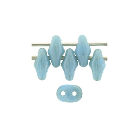 Superduo 2,5x5 mm Cream Marbled Blue Turquoise - 10 g