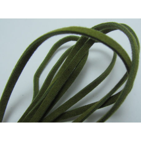 Cordoncino piatto tipo scamosciato 3x1 mm Verde Spezzone da 1 m - 1 pz